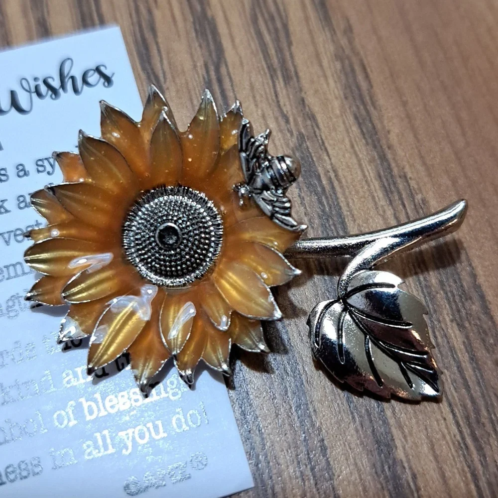 GANZ Sunflower Charm with Silver Leaf/  UNDLE ONLY - Picture 3 of 5